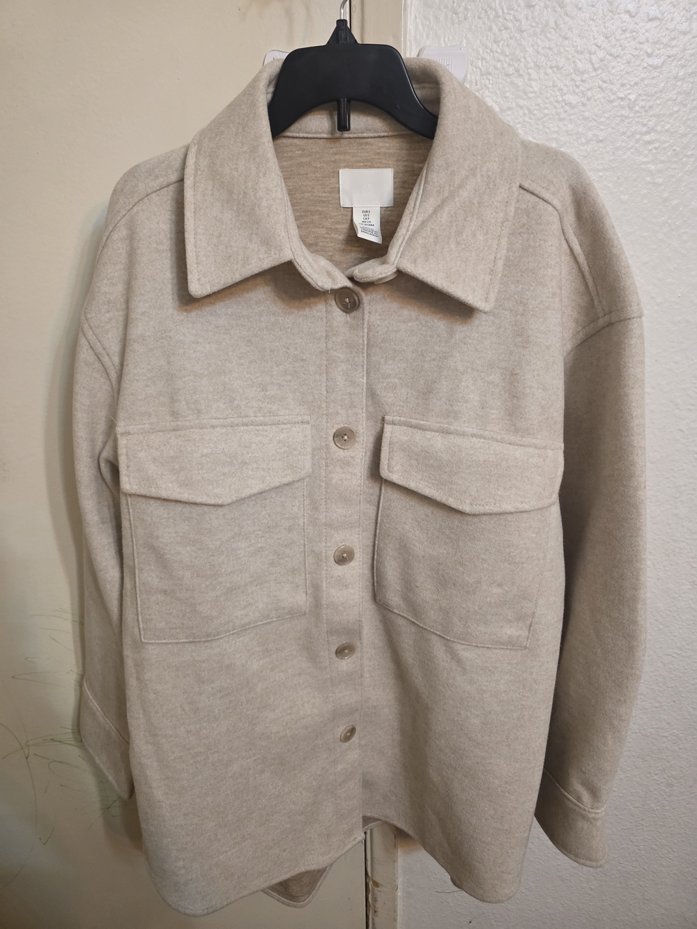H&M Beige Oversized Utility Shirt Jacket